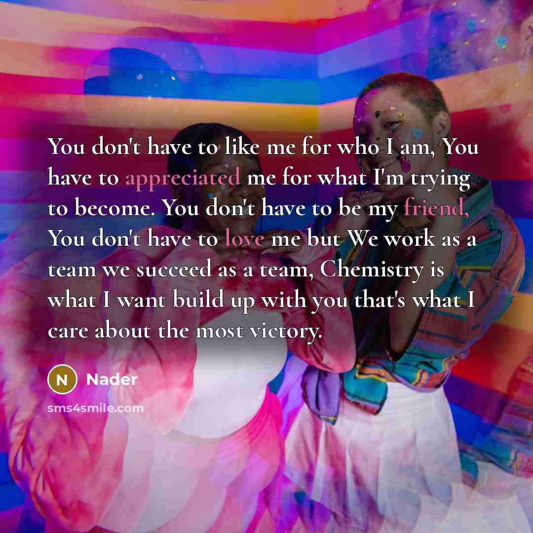 “You don't have to like me for who I am,…” quote by Nader