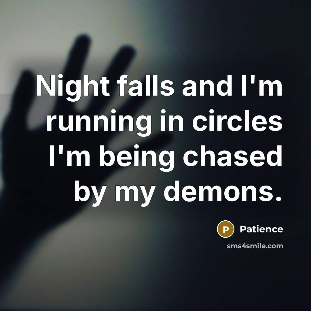 “Night falls and I'm running in circles I'm being chased…” quote by Patience