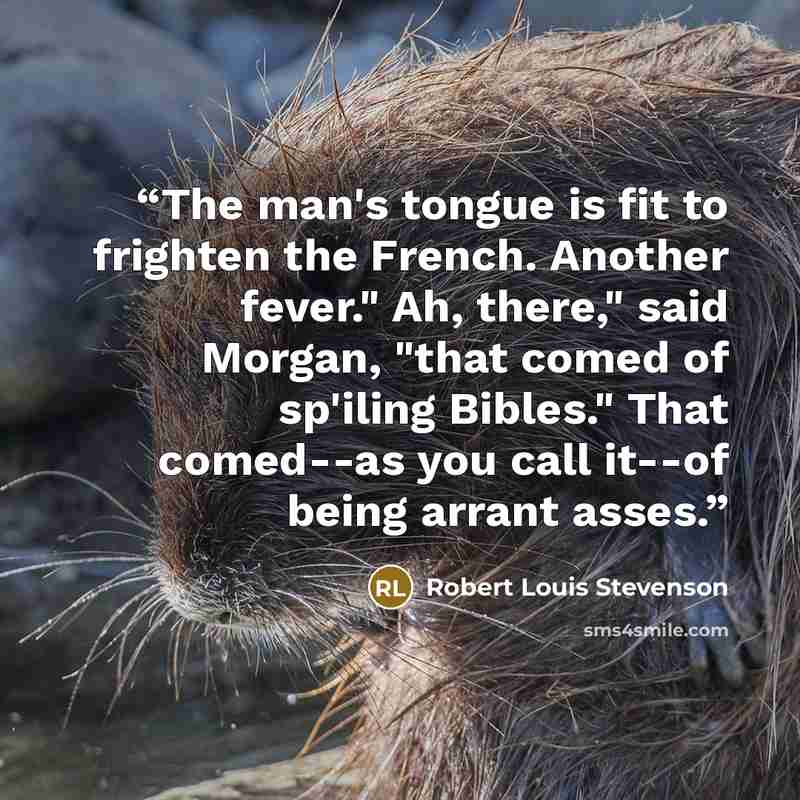 “The man's tongue is fit to frighten the French. Another fever." Ah, there," said Morgan, "that comed of sp'iling Bibles." That comed--as you call it--of being arrant asses.” quote by Robert Louis Stevenson
