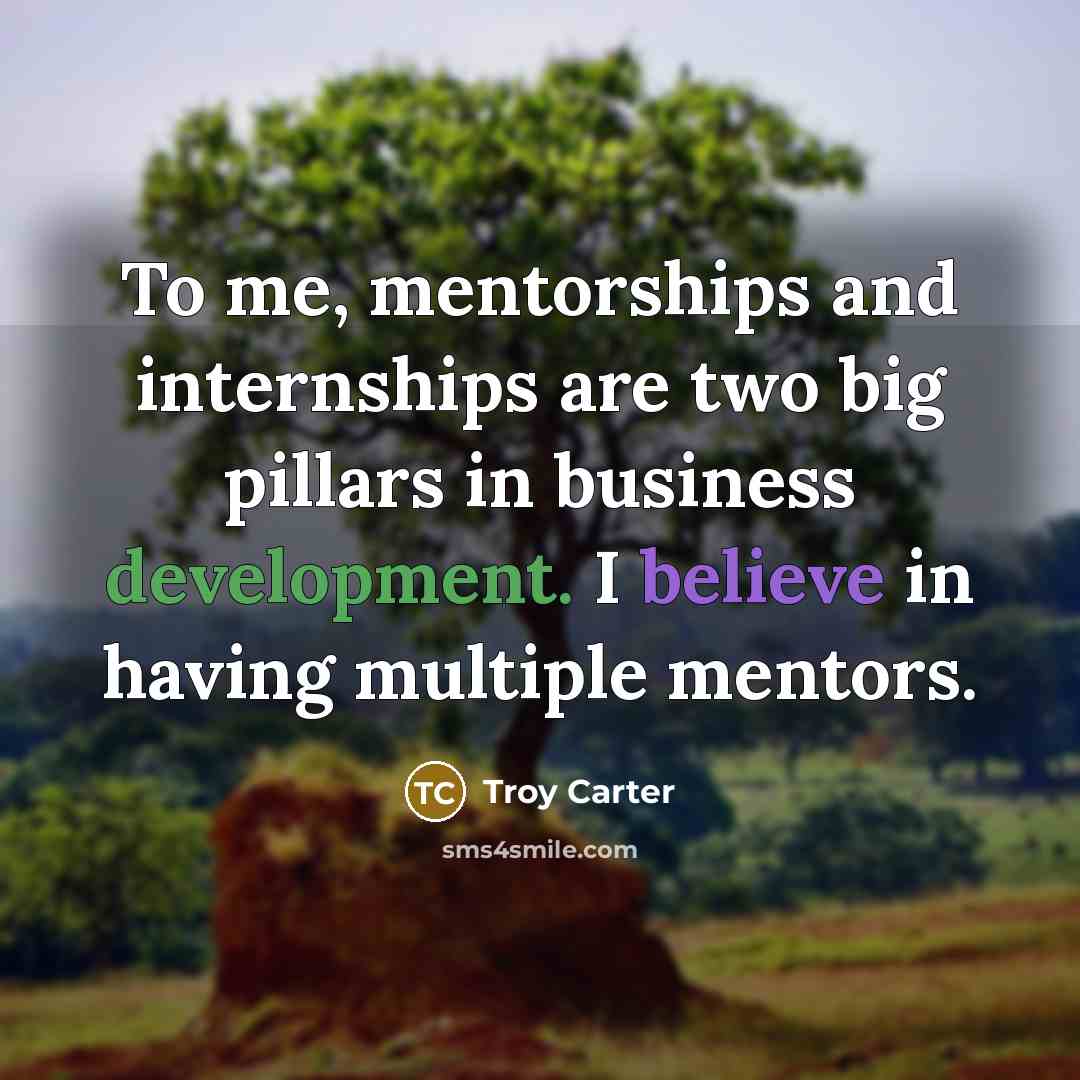 “To me, mentorships and internships are two big pillars in…” quote by Troy Carter