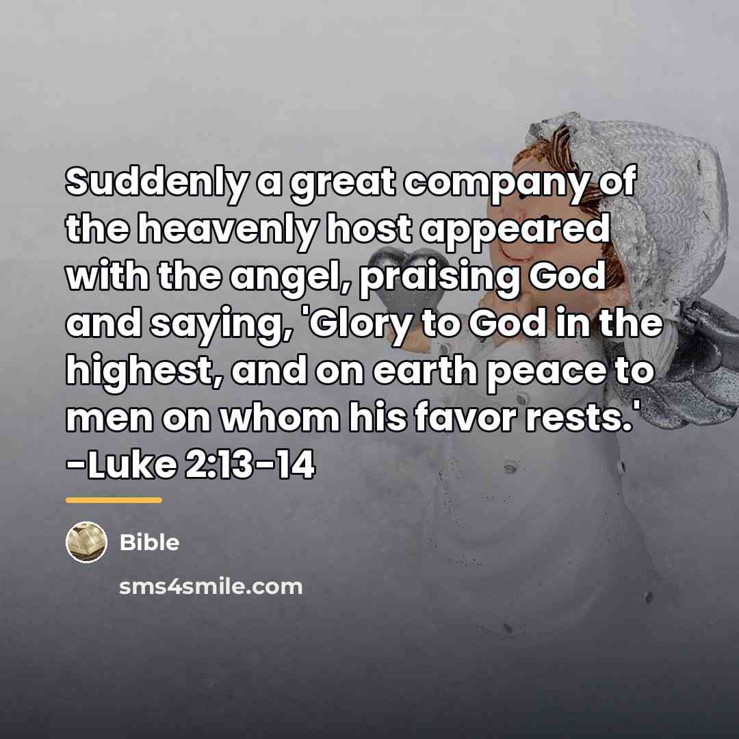 “Suddenly a great company of the heavenly host appeared with…” quote by Bible