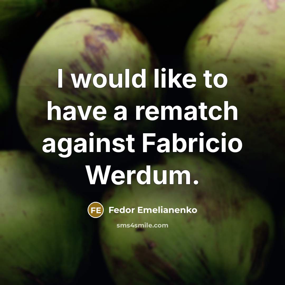 “I would like to have a rematch against Fabricio Werdum.…” quote by Fedor Emelianenko