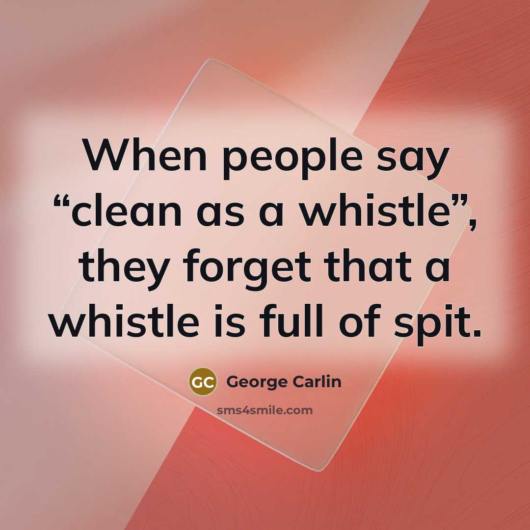 “When people say “clean as a whistle”, they forget that…” quote by George Carlin