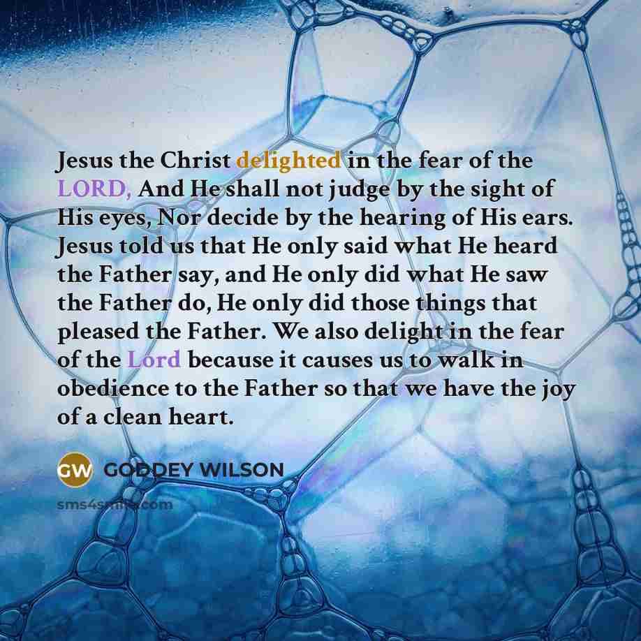 “Jesus the Christ delighted in the fear of the LORD,…” quote by GODDEY WILSON