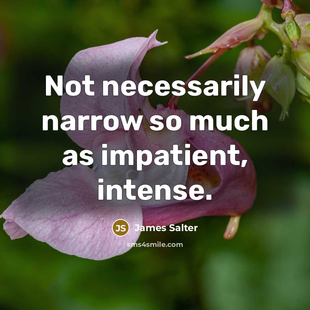 “Not necessarily narrow so much as impatient, intense.…” quote by James Salter