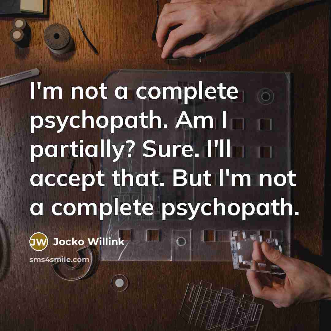 “I'm not a complete psychopath. Am I partially? Sure. I'll…” quote by Jocko Willink