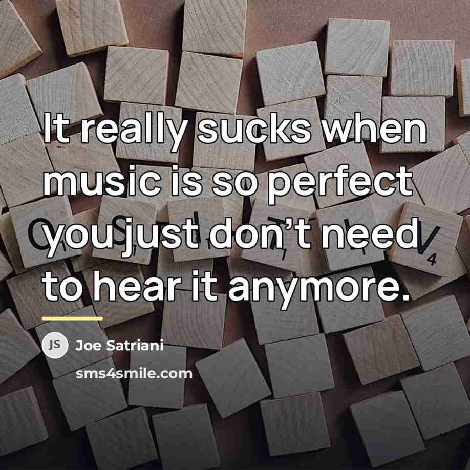 “It really sucks when music is so perfect you just…” quote by Joe Satriani