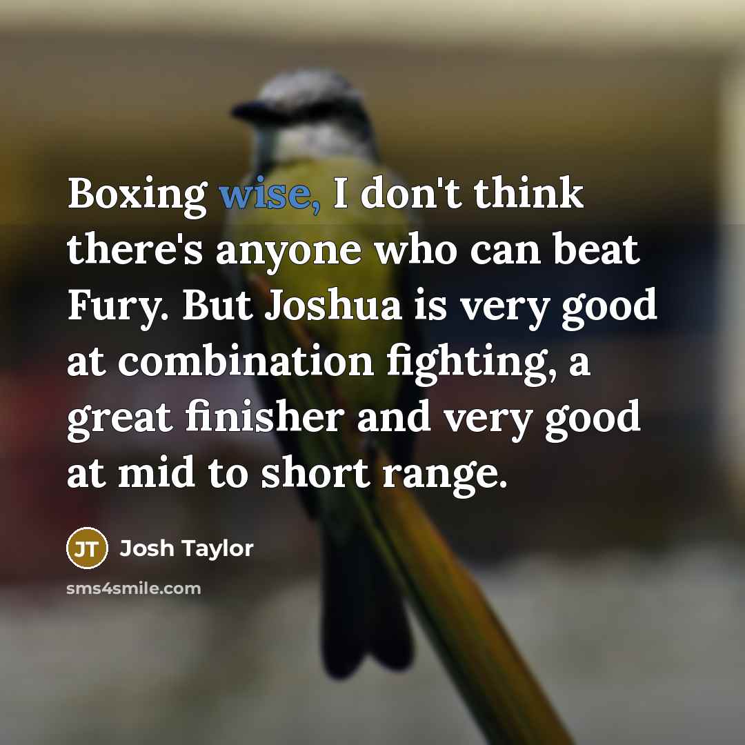 “Boxing wise, I don't think there's anyone who can beat…” quote by Josh Taylor