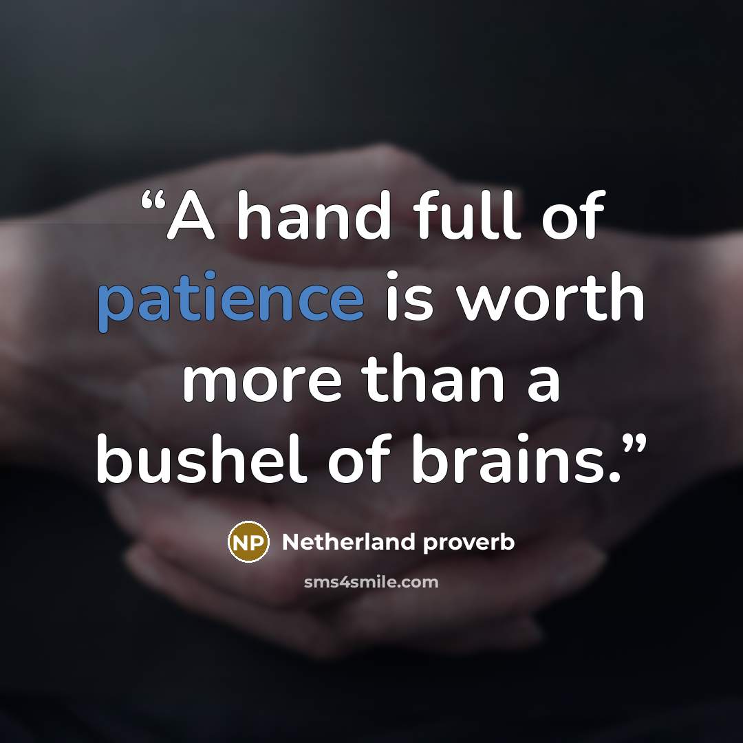 “A hand full of patience is worth more than a bushel of brains.” quote by Netherland proverb