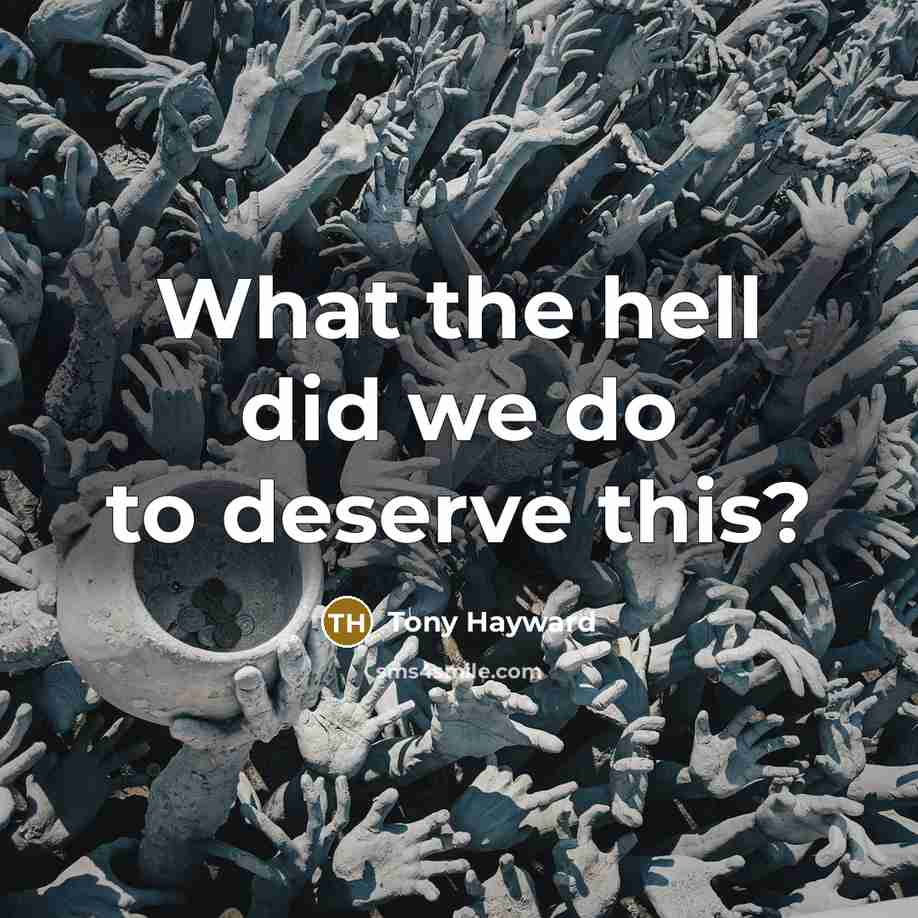 “What the hell did we do to deserve this?…” quote by Tony Hayward