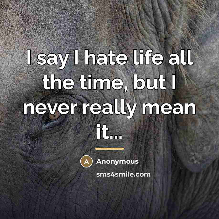 “I say I hate life all the time, but I…” quote by Anonymous