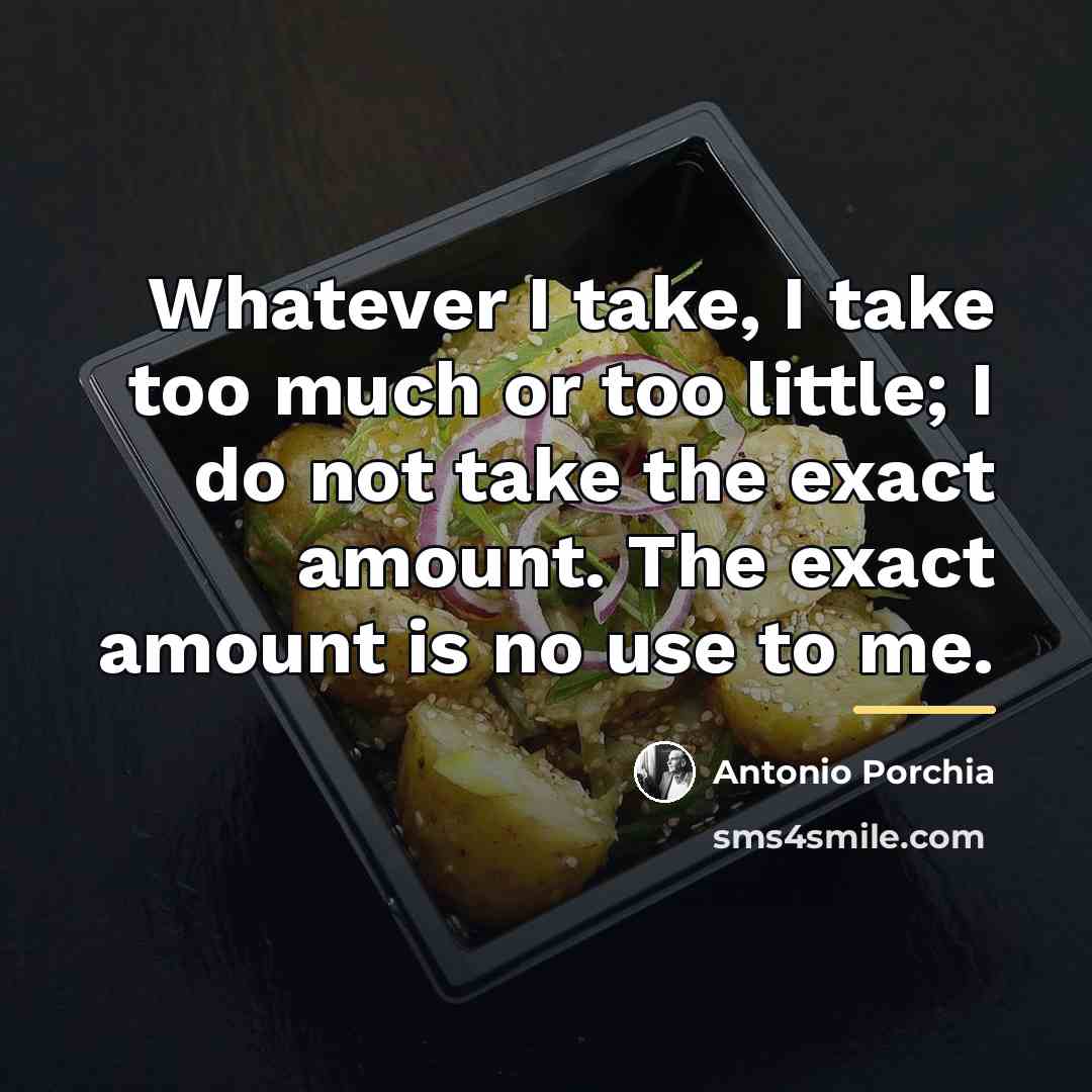 “Whatever I take, I take too much or too little;…” quote by Antonio Porchia