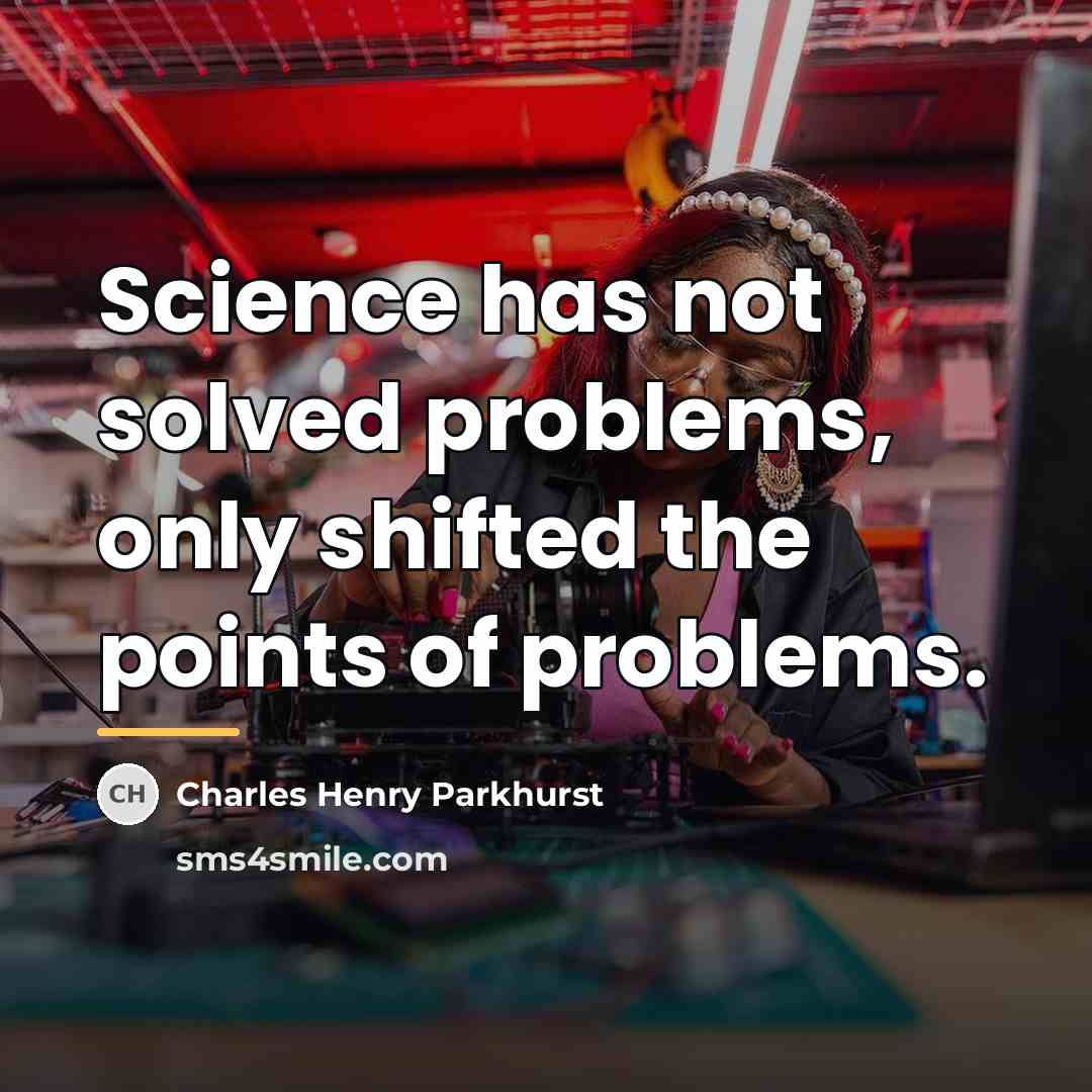 “Science has not solved problems, only shifted the points of…” quote by Charles Henry Parkhurst