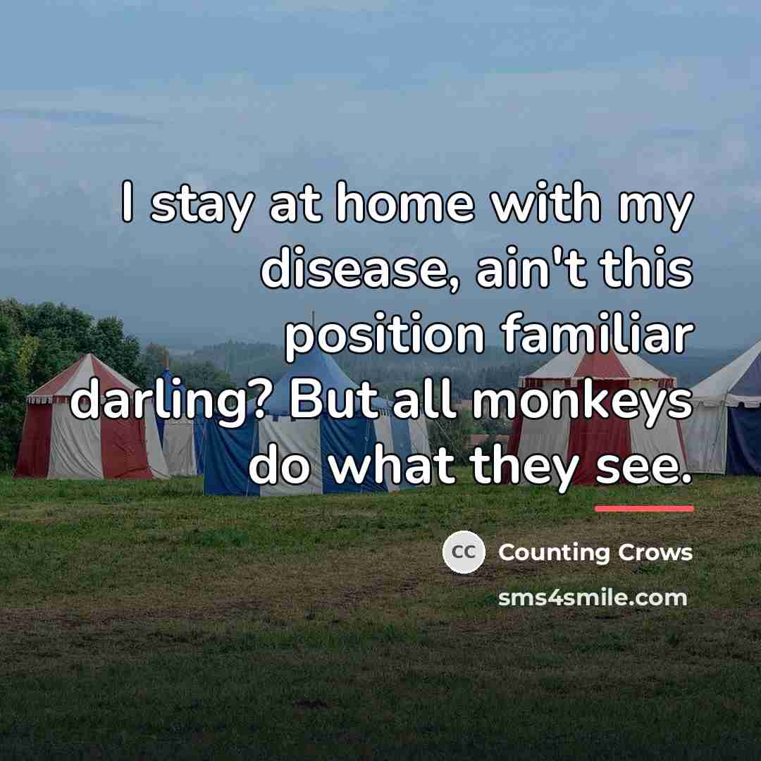 “I stay at home with my disease, ain't this position…” quote by Counting Crows