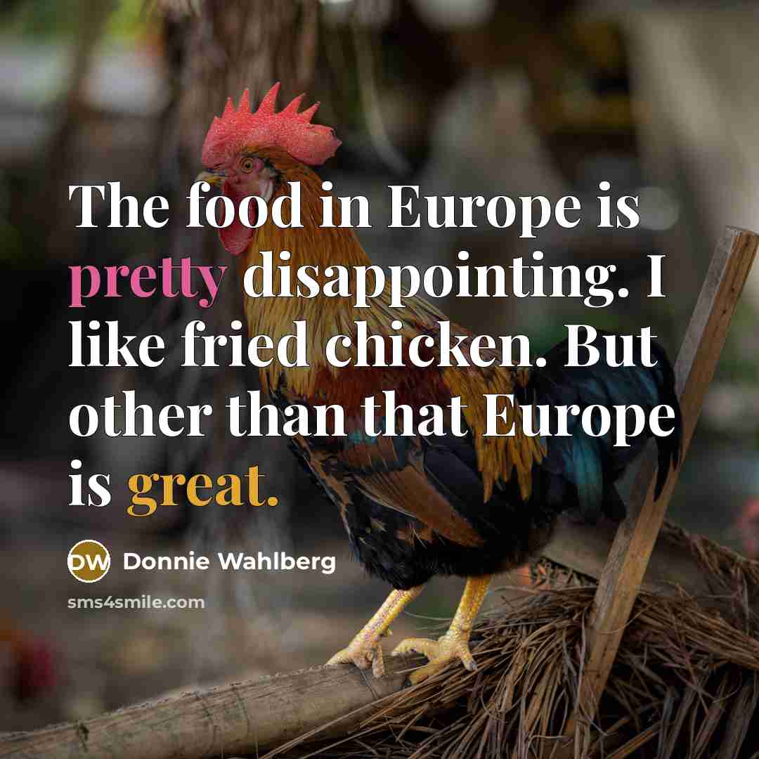 “The food in Europe is pretty disappointing. I like fried…” quote by Donnie Wahlberg