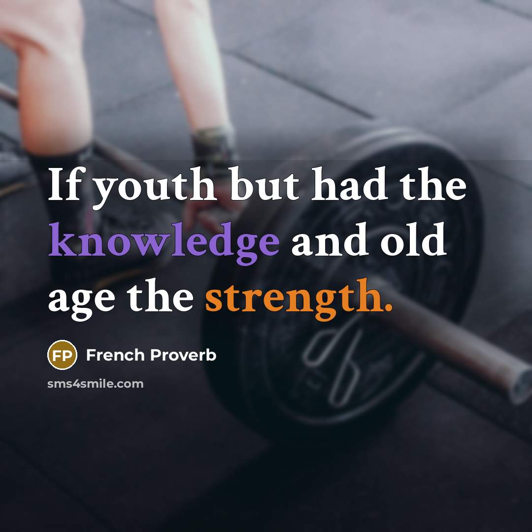 “If youth but had the knowledge and old age the…” quote by French Proverb