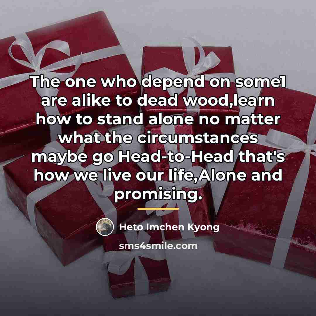 “The one who depend on some1 are alike to dead…” quote by Heto Imchen Kyong
