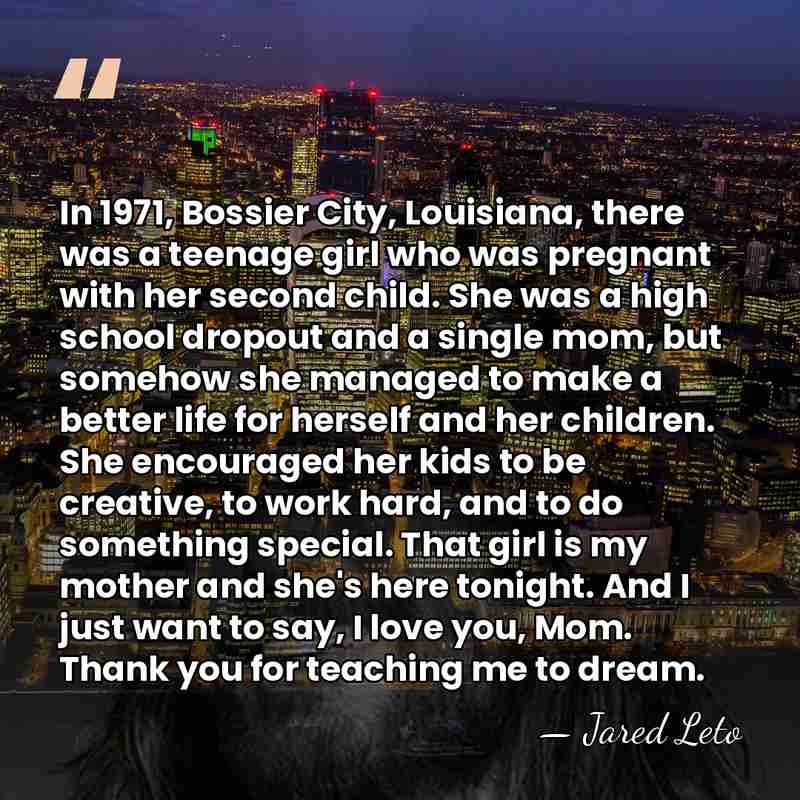 In 1971, Bossier City, Louisiana, there was a teenage girl who was&hellip; - Jared Leto