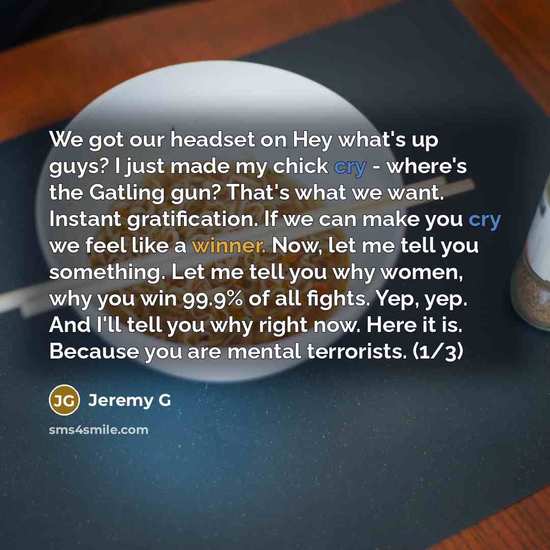 “We got our headset on Hey what's up guys? I…” quote by Jeremy G