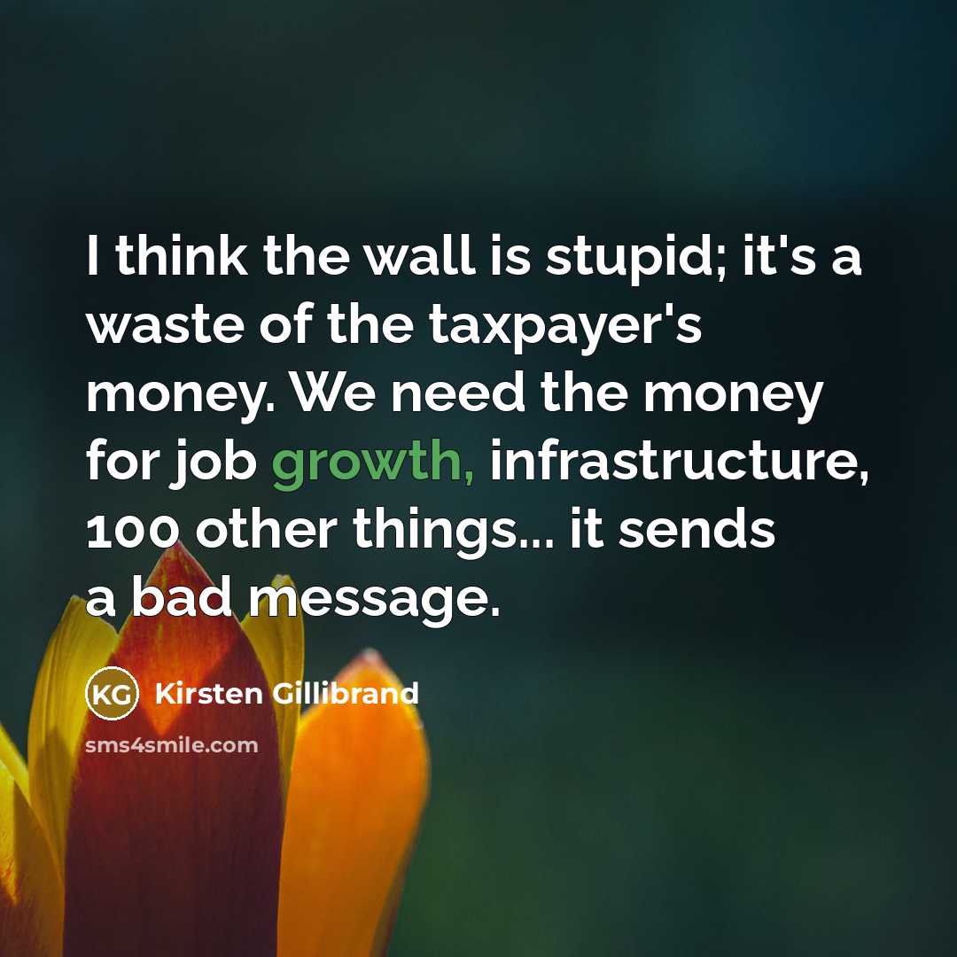 “I think the wall is stupid; it's a waste of…” quote by Kirsten Gillibrand