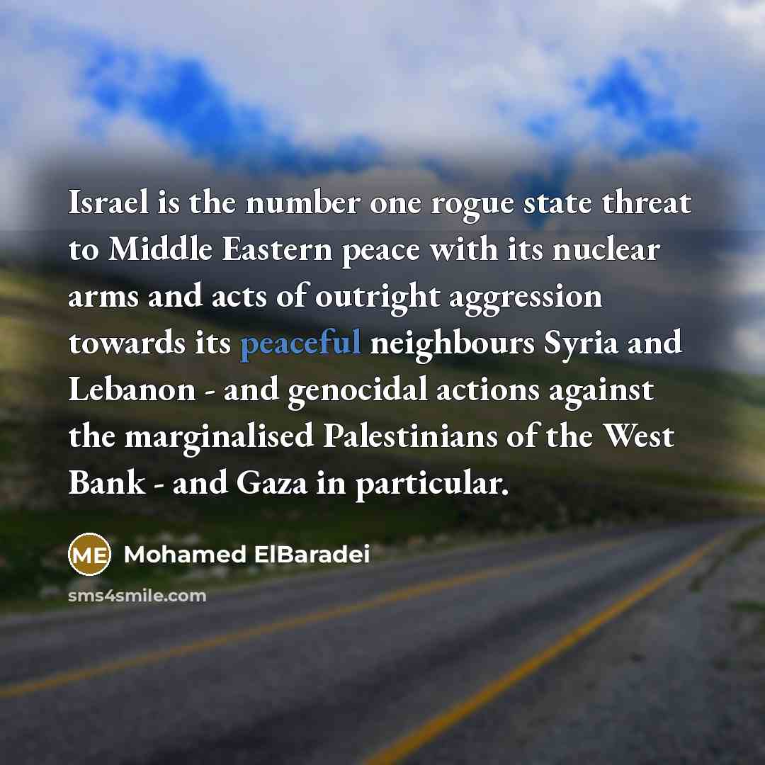 “Israel is the number one rogue state threat to Middle…” quote by Mohamed ElBaradei