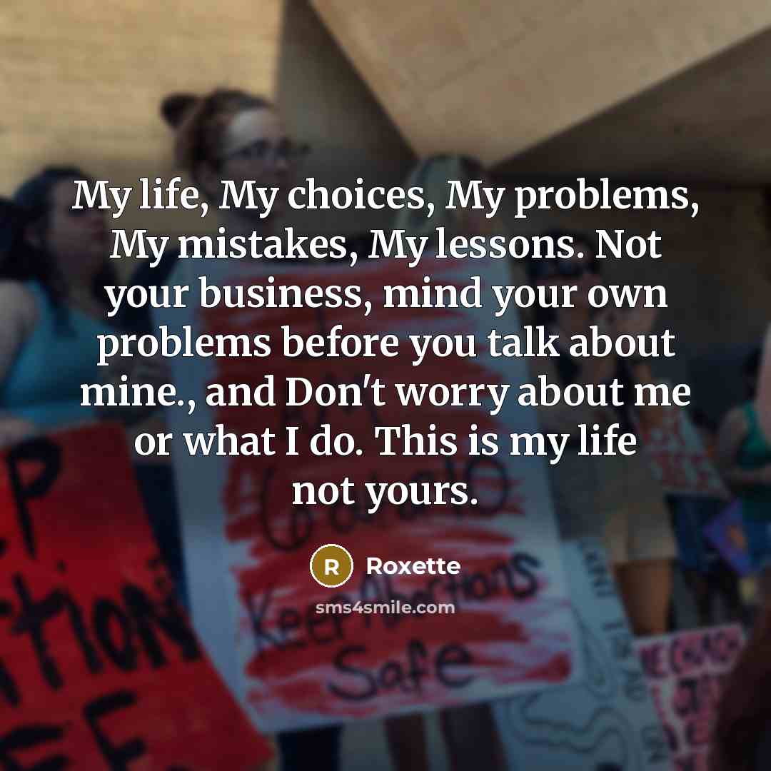 “My life, My choices, My problems, My mistakes, My lessons.…” quote by Roxette