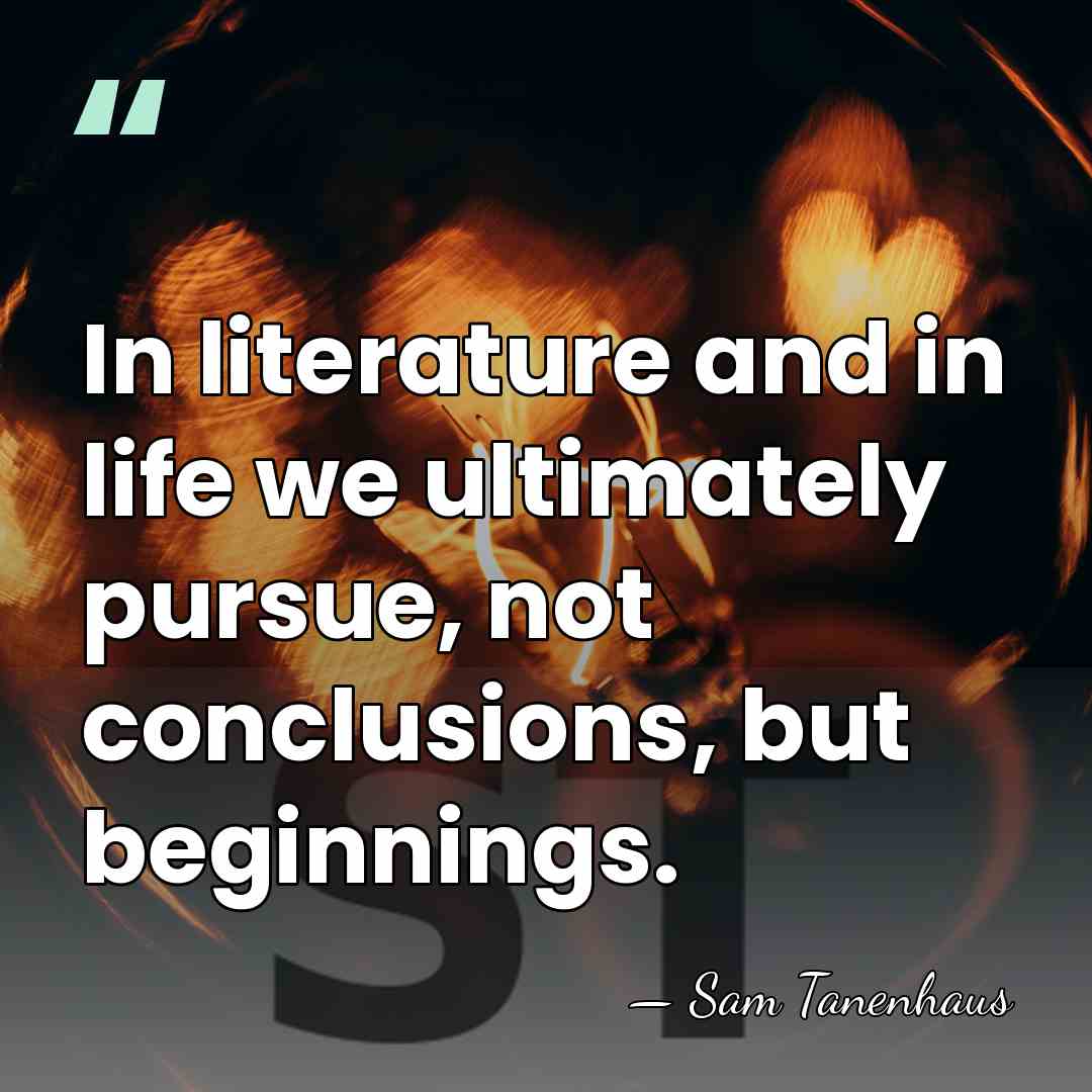 In literature and in life we ultimately pursue, not conclusions, but beginnings. - Sam Tanenhaus