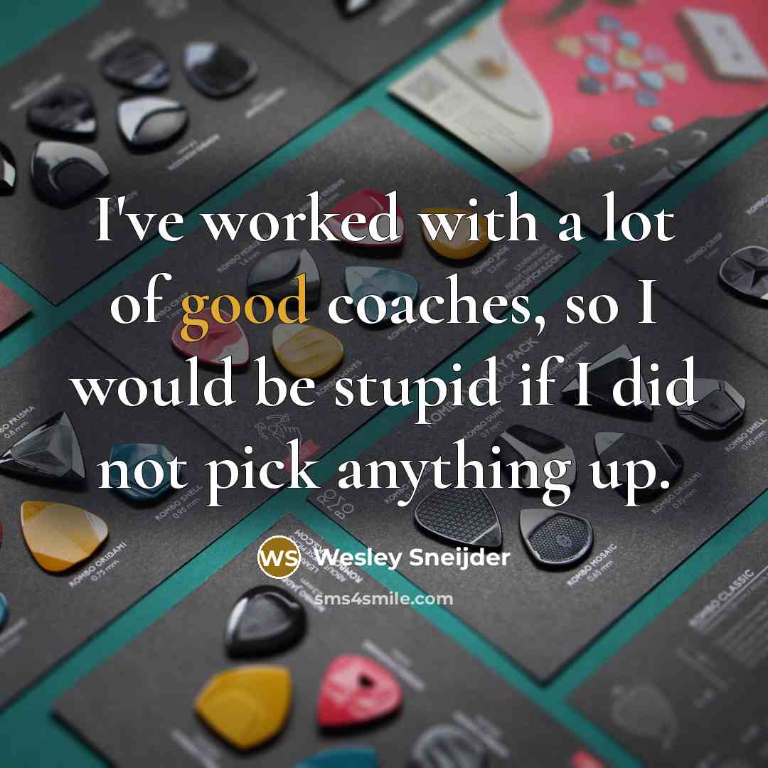 “I've worked with a lot of good coaches, so I…” quote by Wesley Sneijder