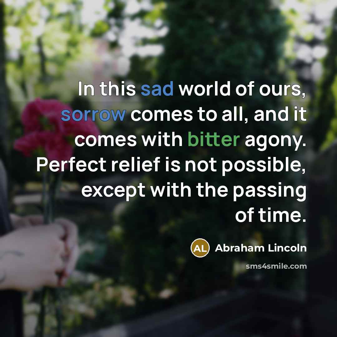 “In this sad world of ours, sorrow comes to all,…” quote by Abraham Lincoln