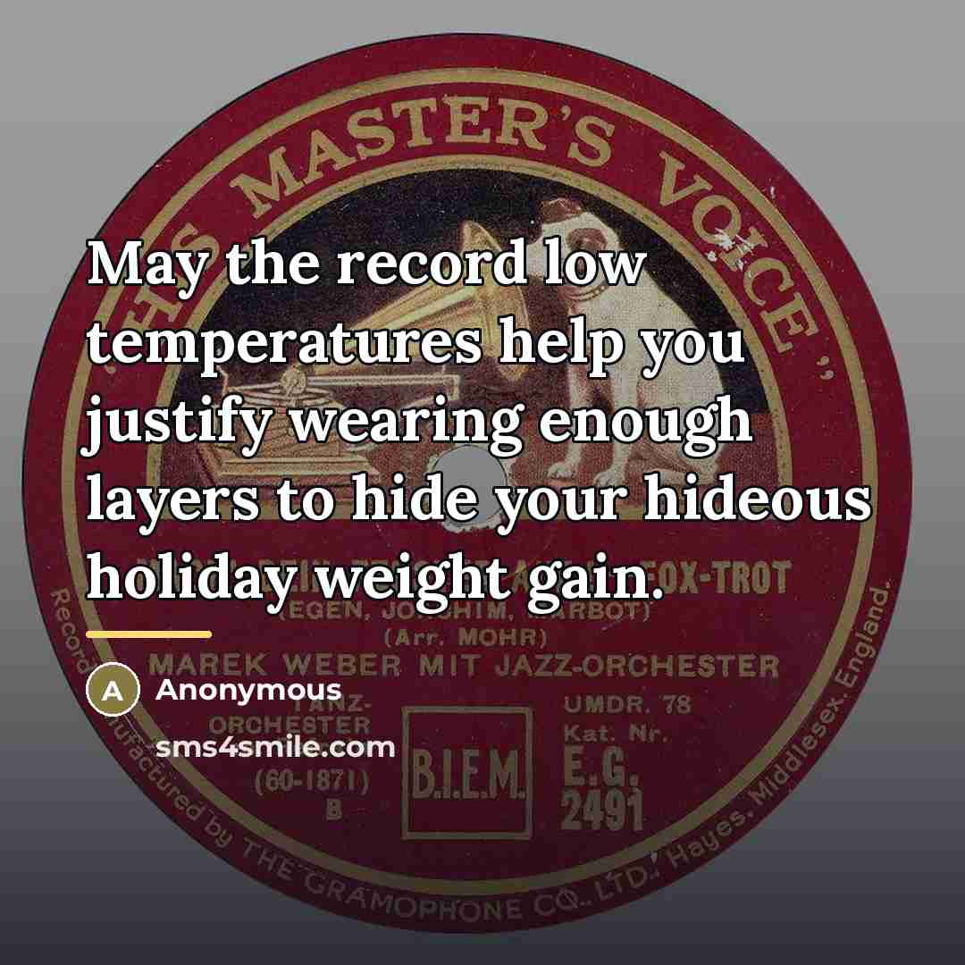 “May the record low temperatures help you justify wearing enough…” quote by Anonymous