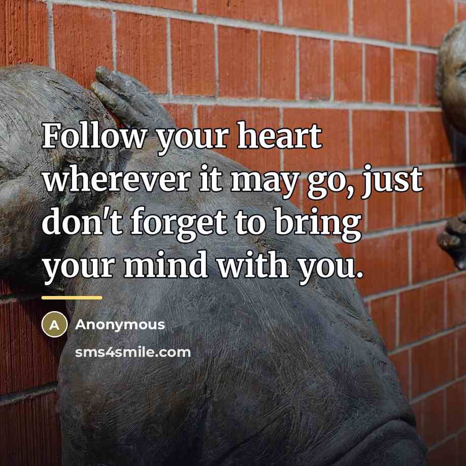 “Follow your heart wherever it may go, just don't forget…” quote by Anonymous