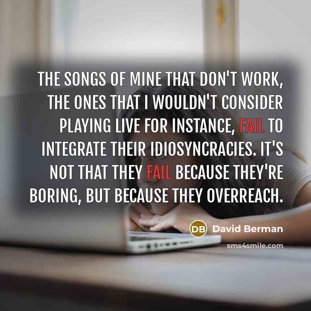 “The songs of mine that don't work, the ones that…” quote by David Berman