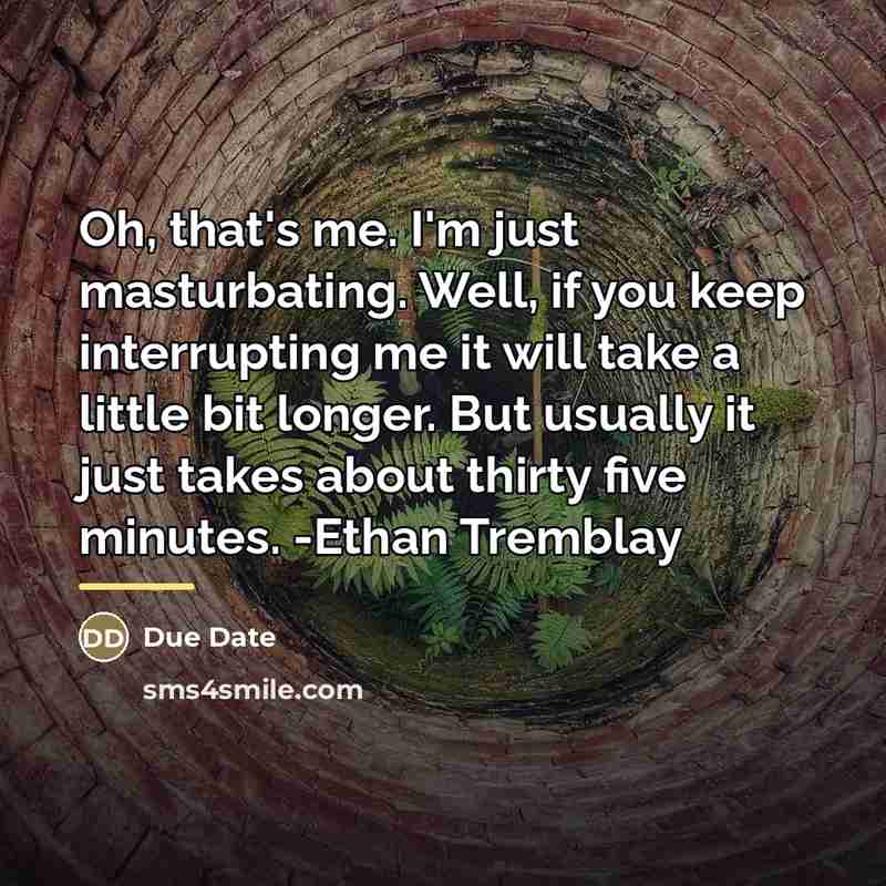 “Oh, that's me. I'm just masturbating. Well, if you keep…” quote by Due Date