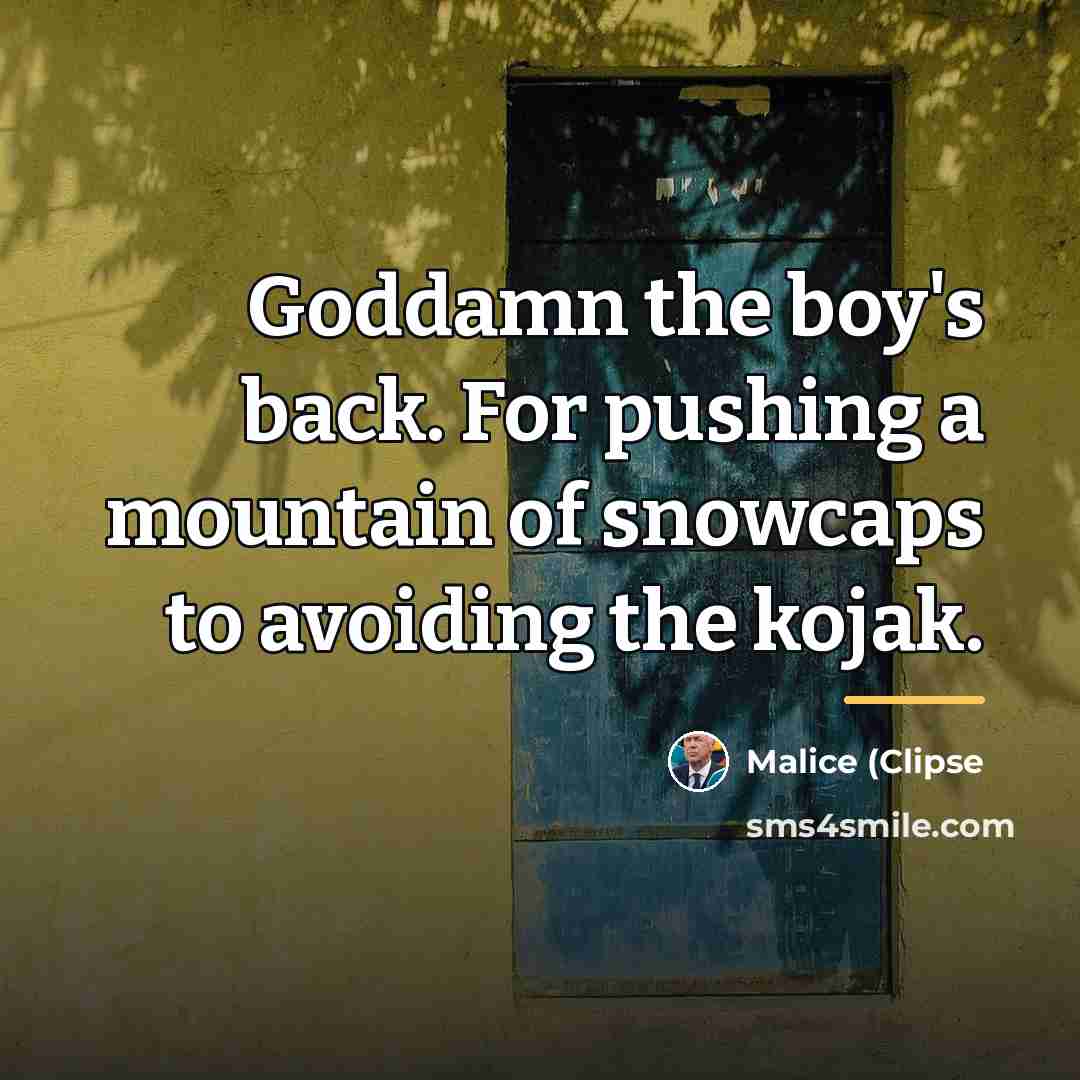“Goddamn the boy's back. For pushing a mountain of snowcaps…” quote by Malice (Clipse