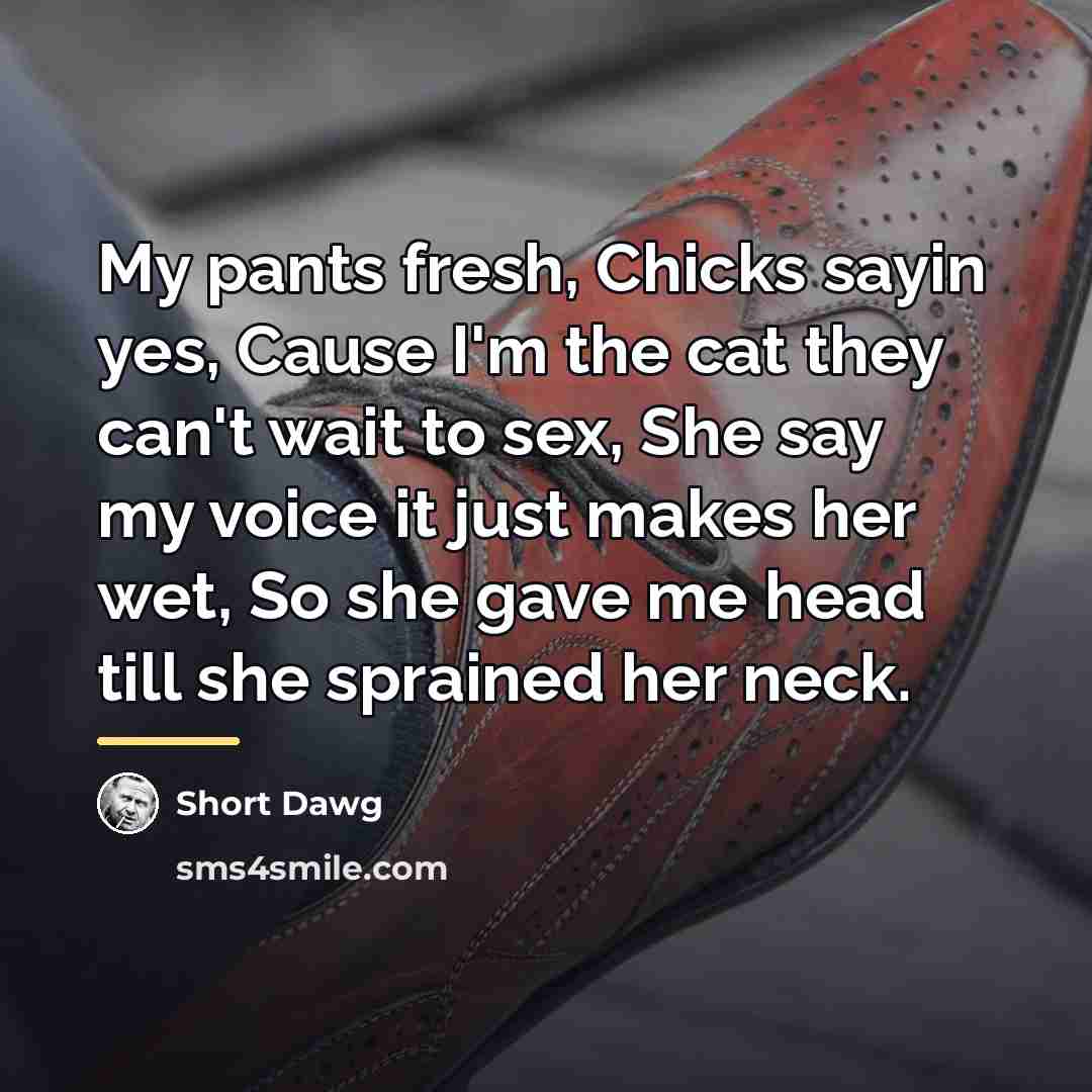 “My pants fresh, Chicks sayin yes, Cause I'm the cat…” quote by Short Dawg