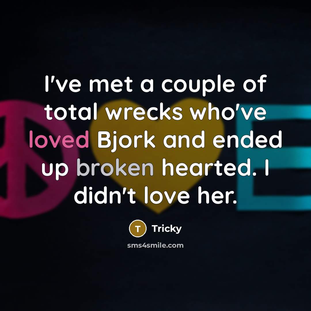 “I've met a couple of total wrecks who've loved Bjork…” quote by Tricky