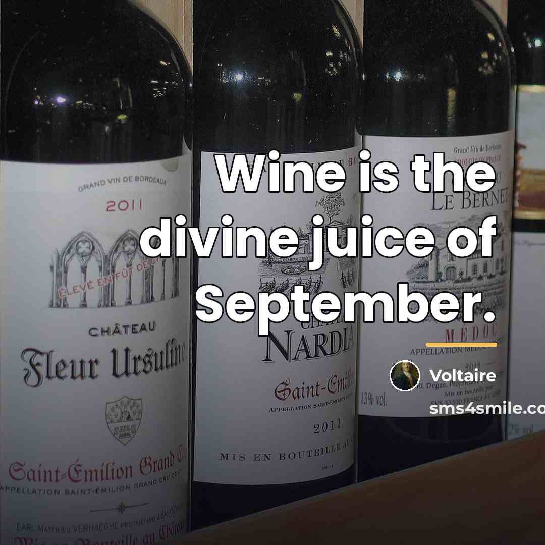 “Wine is the divine juice of September.…” quote by Voltaire