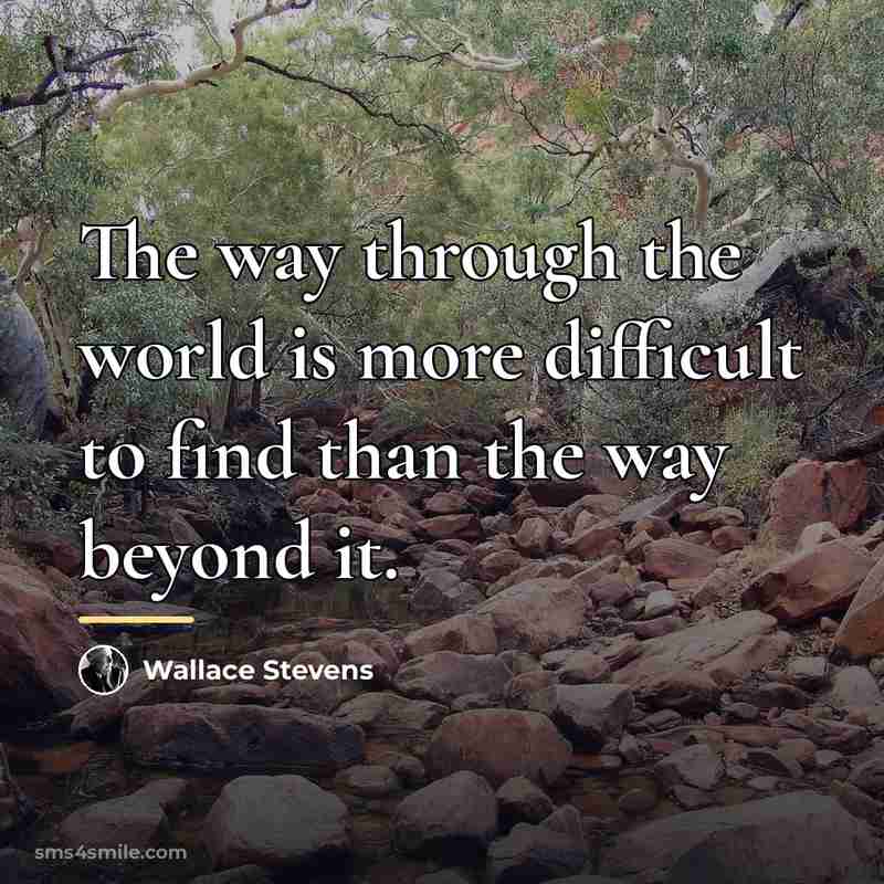 “The way through the world is more difficult to find…” quote by Wallace Stevens
