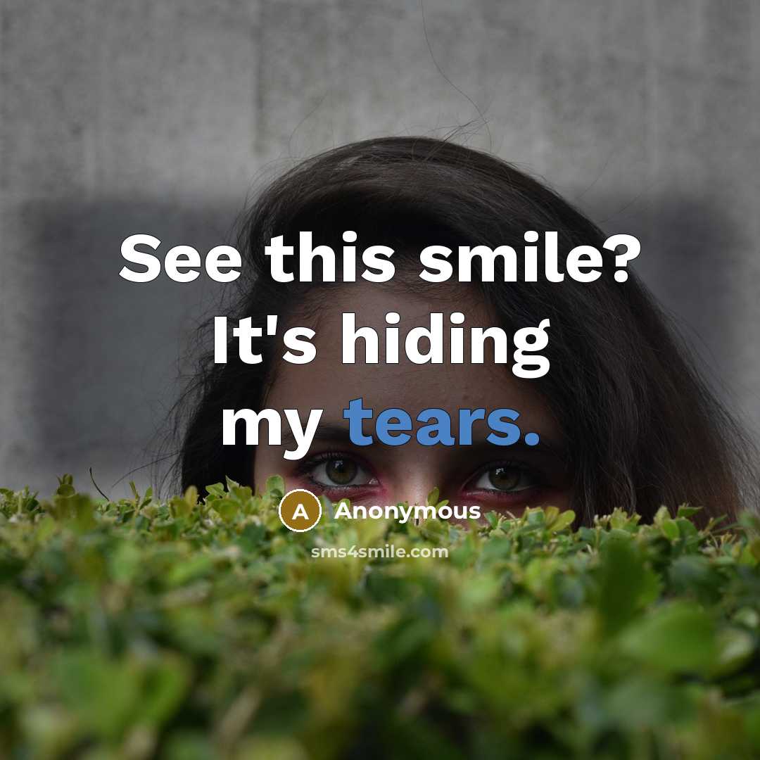 “See this smile? It's hiding my tears.…” quote by Anonymous