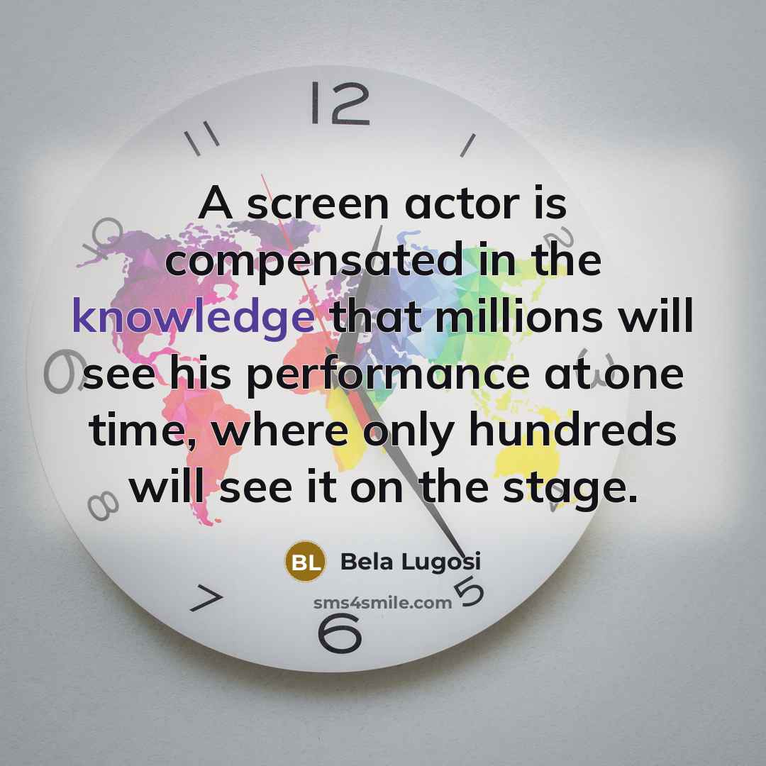 “A screen actor is compensated in the knowledge that millions…” quote by Bela Lugosi