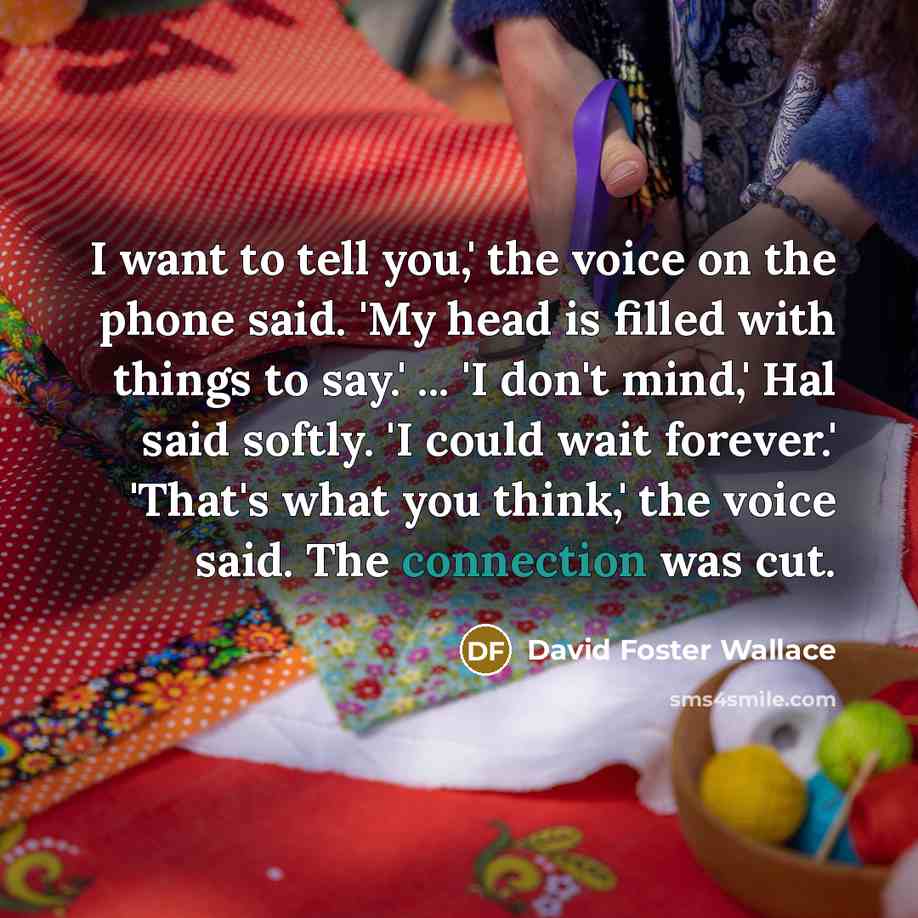 “I want to tell you,' the voice on the phone…” quote by David Foster Wallace