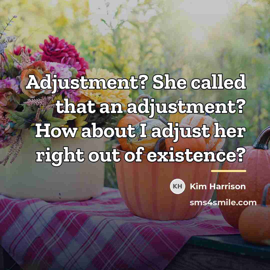 “Adjustment? She called that an adjustment? How about I adjust…” quote by Kim Harrison