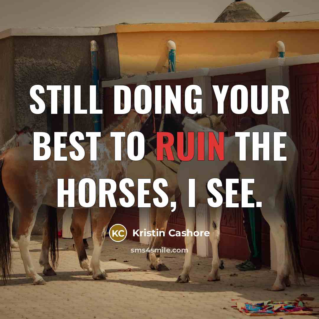 “Still doing your best to ruin the horses, I see.…” quote by Kristin Cashore