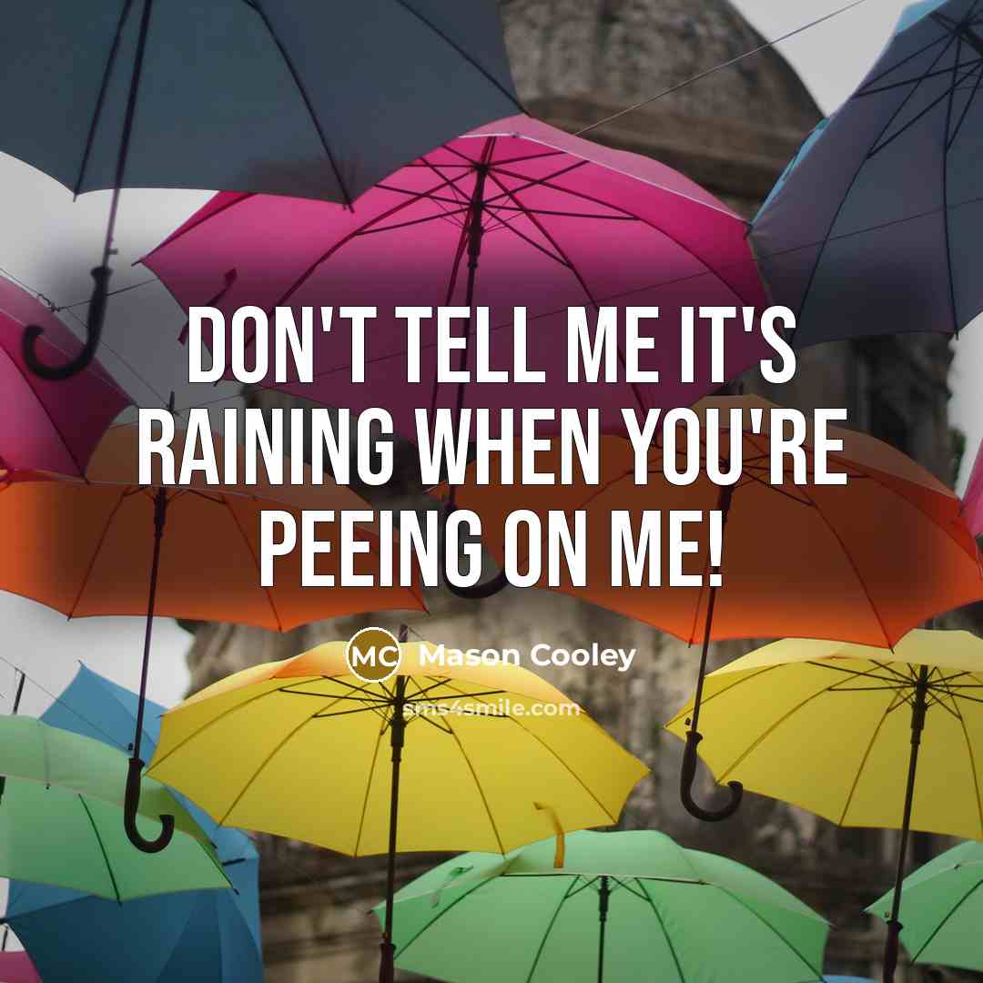 “Don't tell me it's raining when you're peeing on me!” quote by Mason Cooley