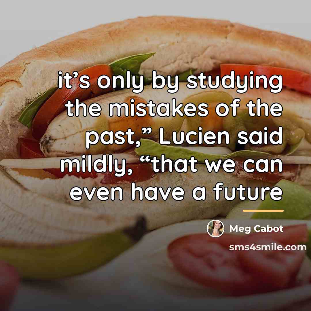 “it’s only by studying the mistakes of the past,” Lucien…” quote by Meg Cabot