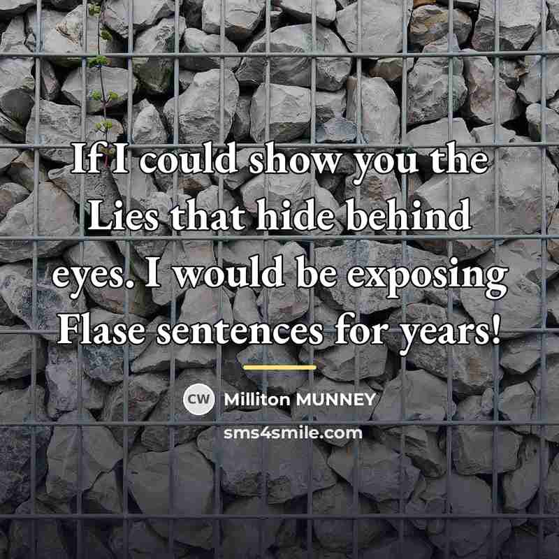 “If I could show you the Lies that hide behind…” quote by Milliton MUNNEY