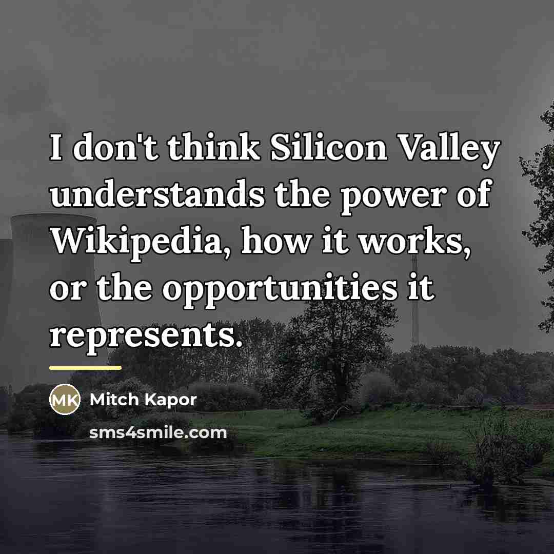 “I don't think Silicon Valley understands the power of Wikipedia,…” quote by Mitch Kapor