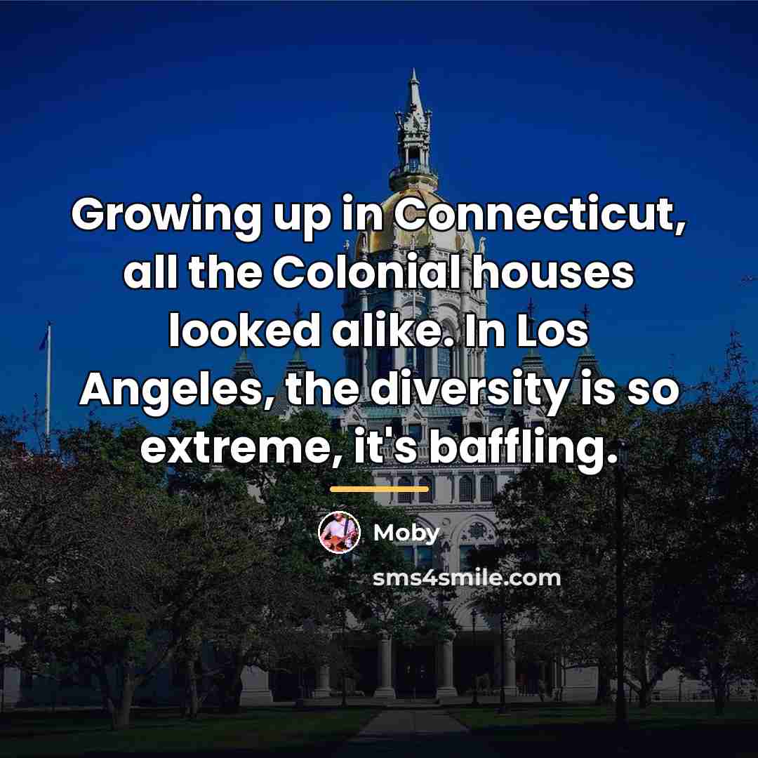 “Growing up in Connecticut, all the Colonial houses looked alike.…” quote by Moby