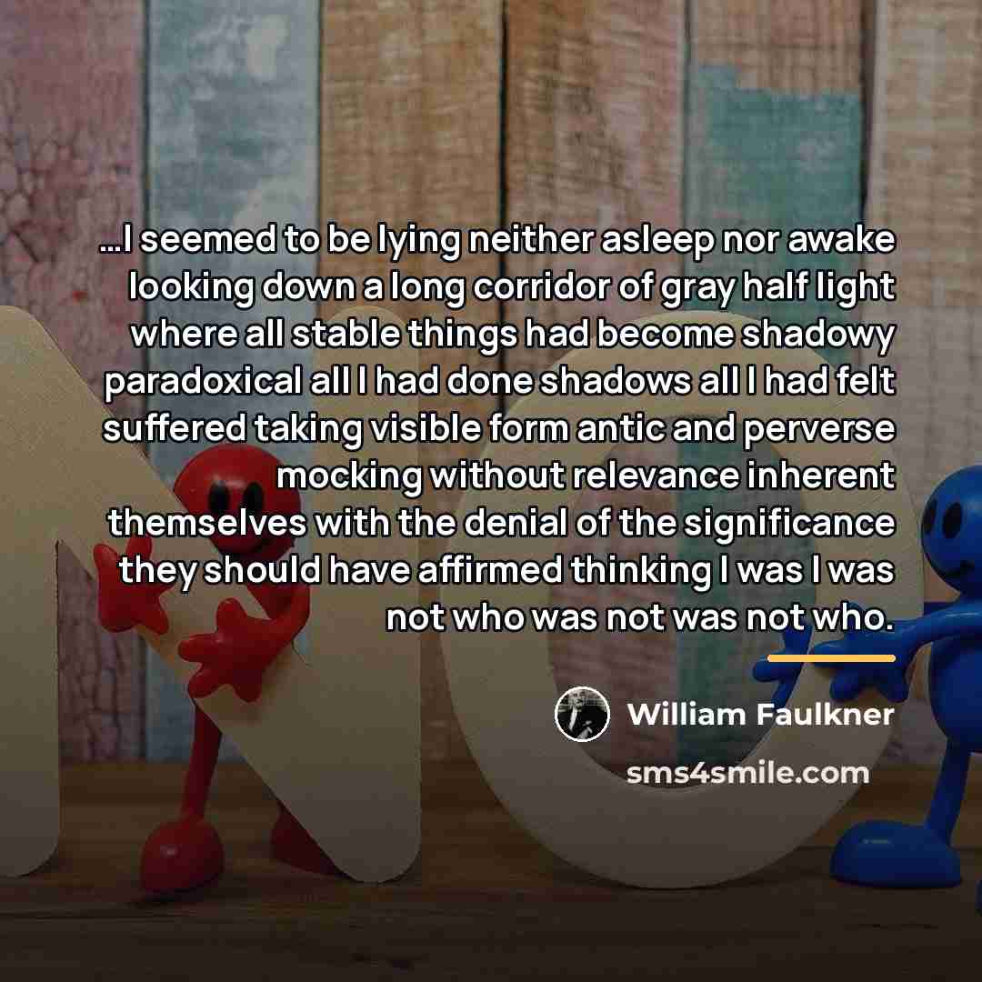 “I seemed to be lying neither asleep nor awake looking…” quote by William Faulkner
