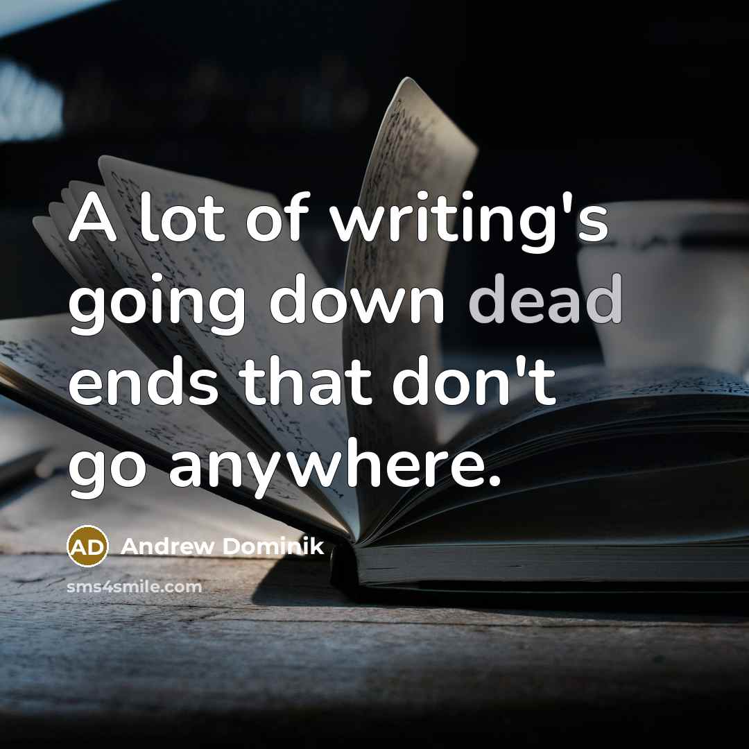 “A lot of writing's going down dead ends that don't…” quote by Andrew Dominik